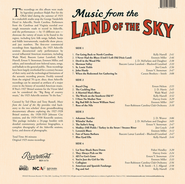 Music from the Land of the Sky: The 1925 Asheville Sessions - CD